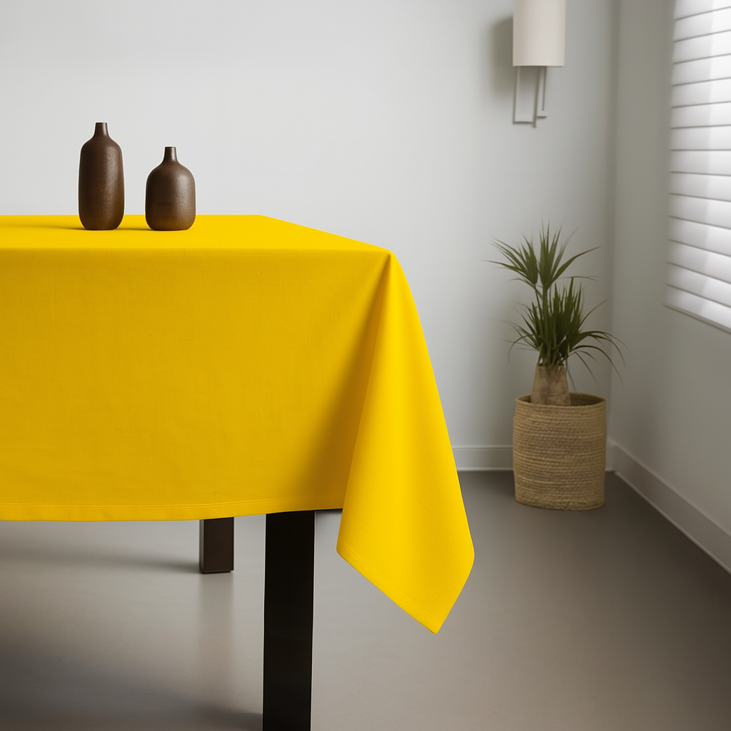 100% Cotton Plain Sunshine Yellow Lightweight Fabric Tablecloth