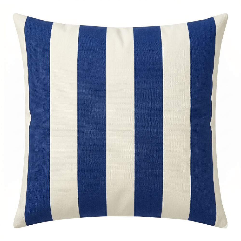 Blue & White Stripe Water Repellent Fabric Outdoor Cushion Cover