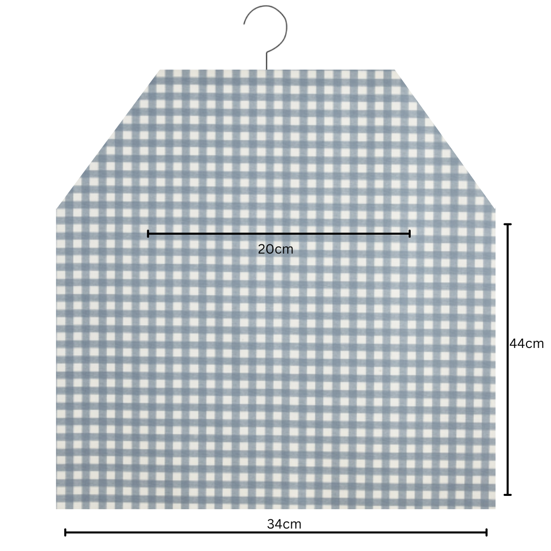 Denim Blue Traditional Gingham Floral Matte Oilcloth Peg Bag 
