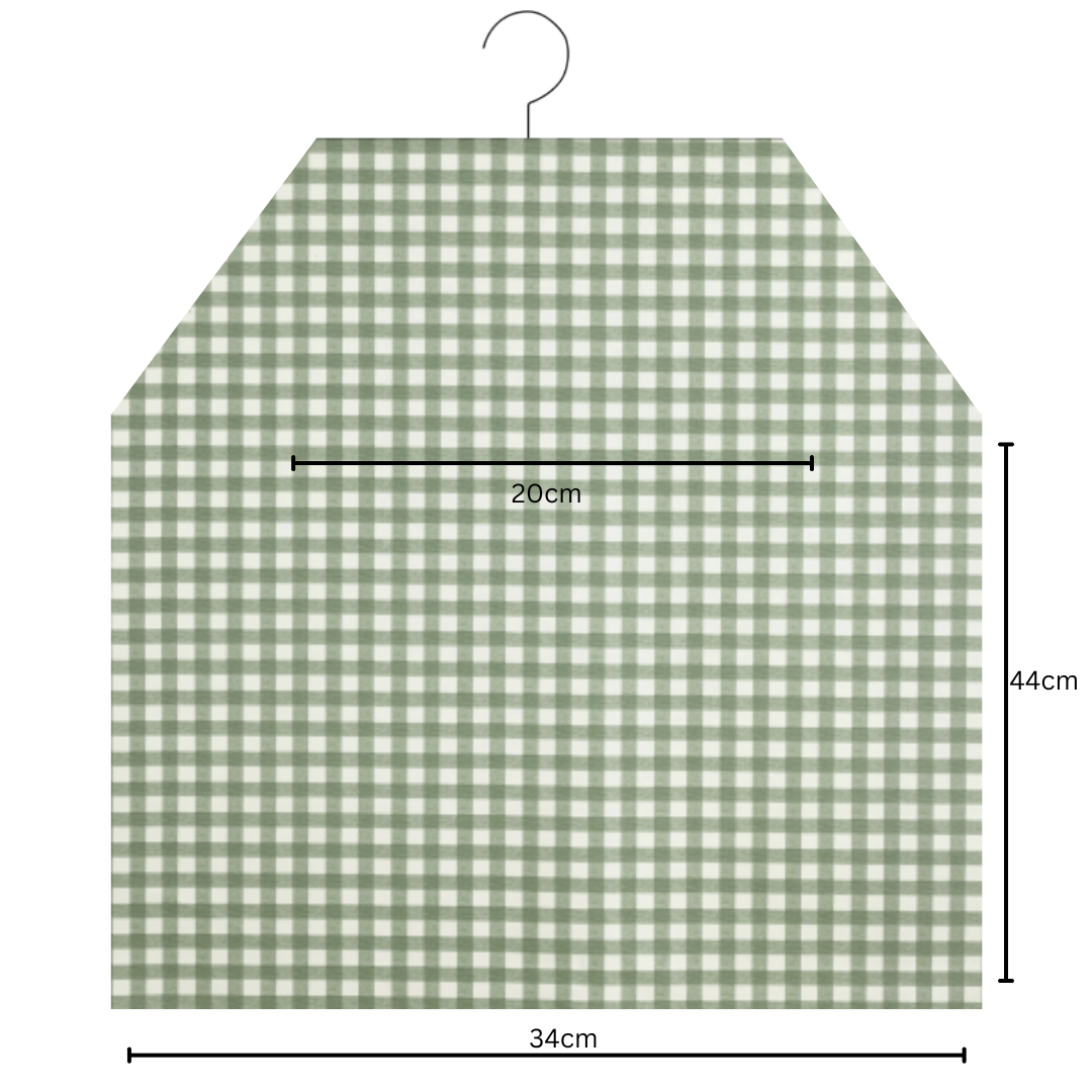 Olive Green Traditional Gingham Floral Matte Oilcloth Peg Bag 