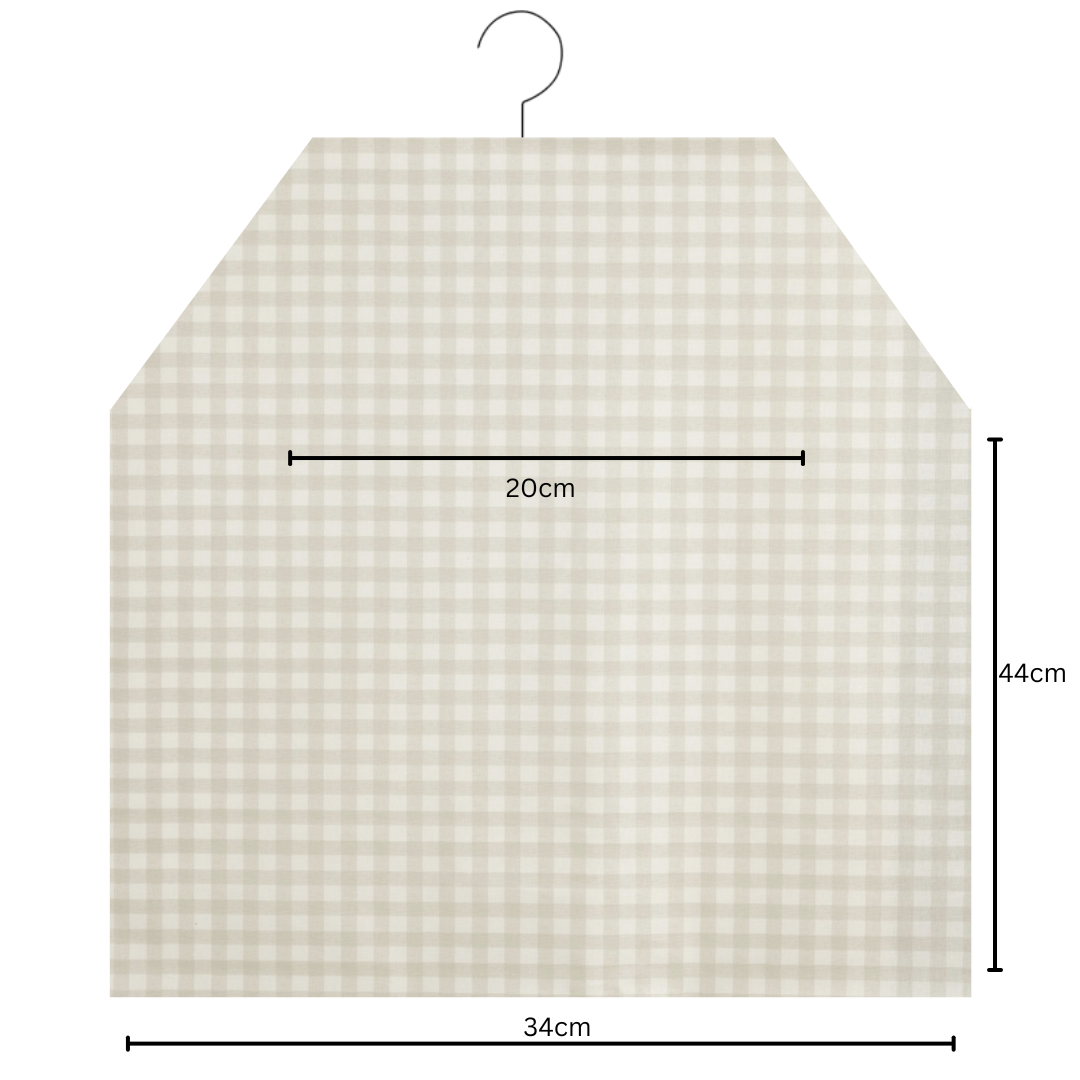 Taupe Traditional Gingham Floral Matte Oilcloth Peg Bag 