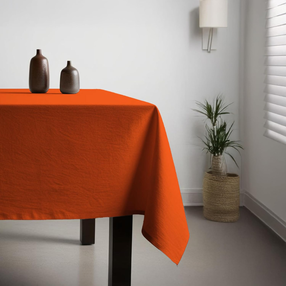 Plain Orange Lightweight Fabric Tablecloth