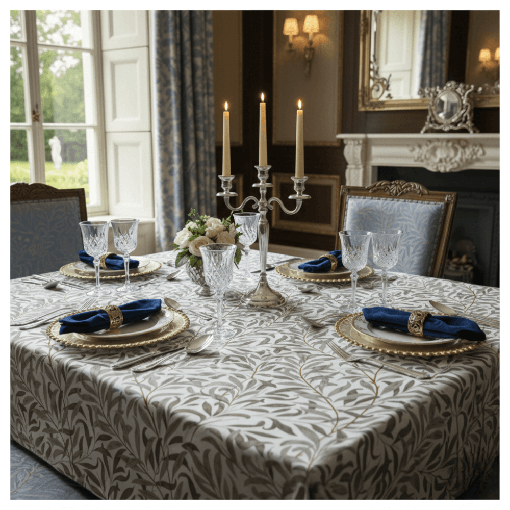 William Morris Willow Bough Monochrome Grey Wipe Clean Tablecloth
