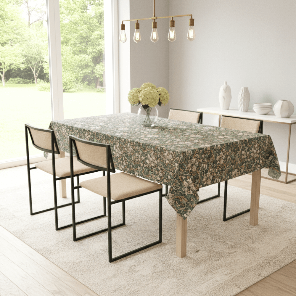 William Morris Golden Lily French Blue Outdoor/Indoor Water Repellent Tablecloth 144cm Wide