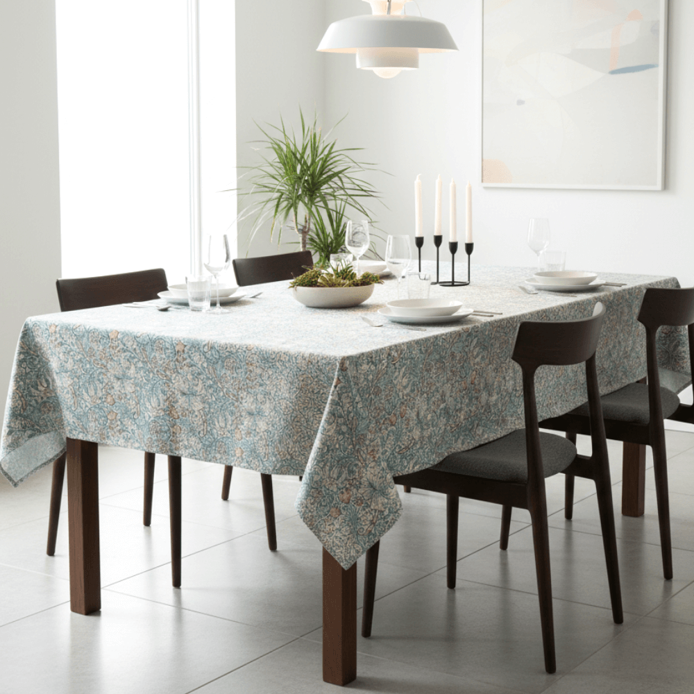 William Morris Golden Lily Cornflower Outdoor/Indoor Water Repellent Tablecloth 144cm Wide
