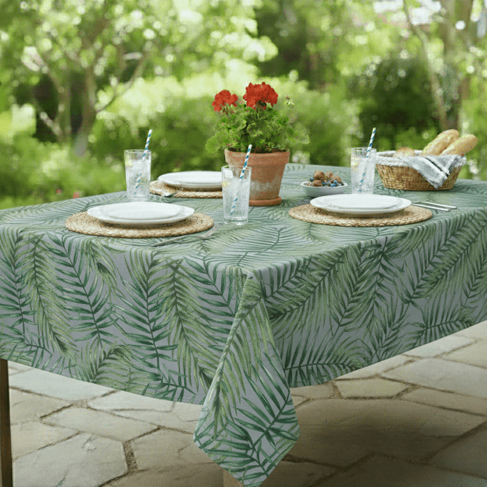 Chartwell Dove Grey Multi Colour Outdoor/Indoor Water Repellent Tablecloth 144cm Wide