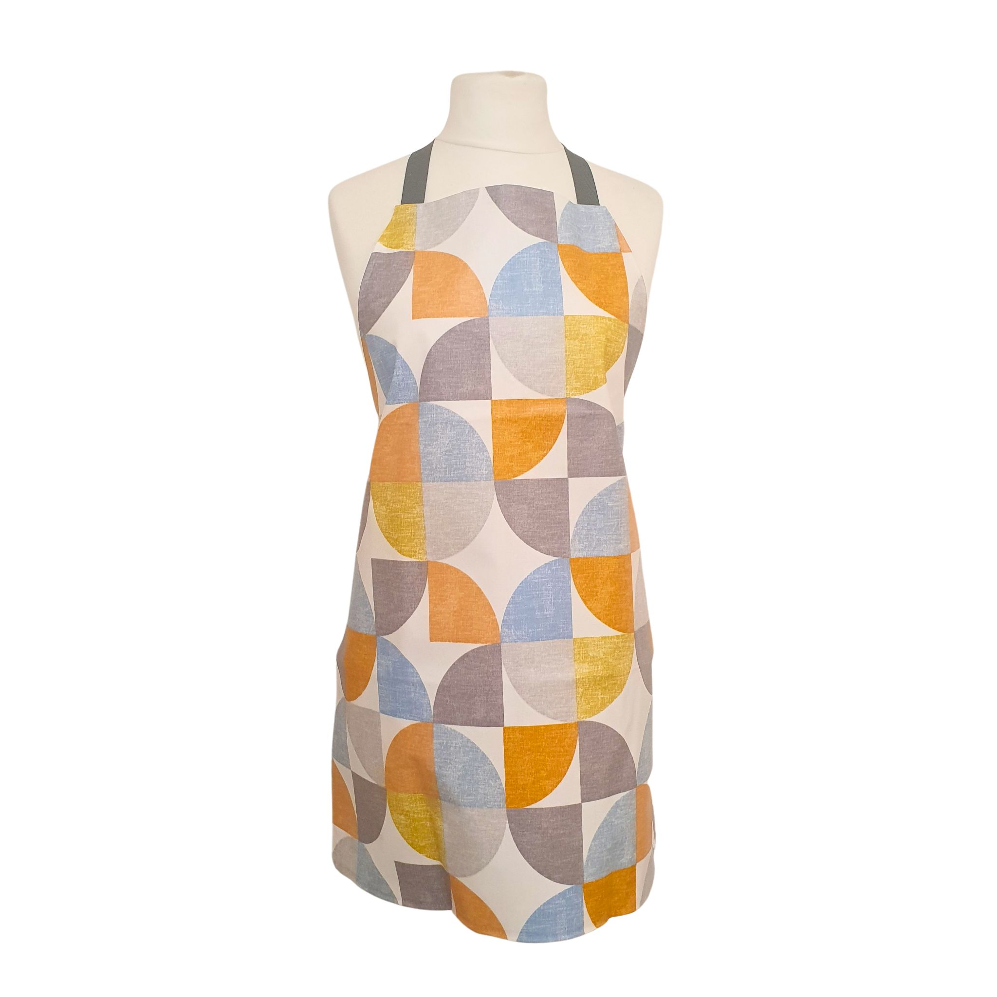 Burnt Orange Circles Adult Oilcloth Wipe Clean Apron