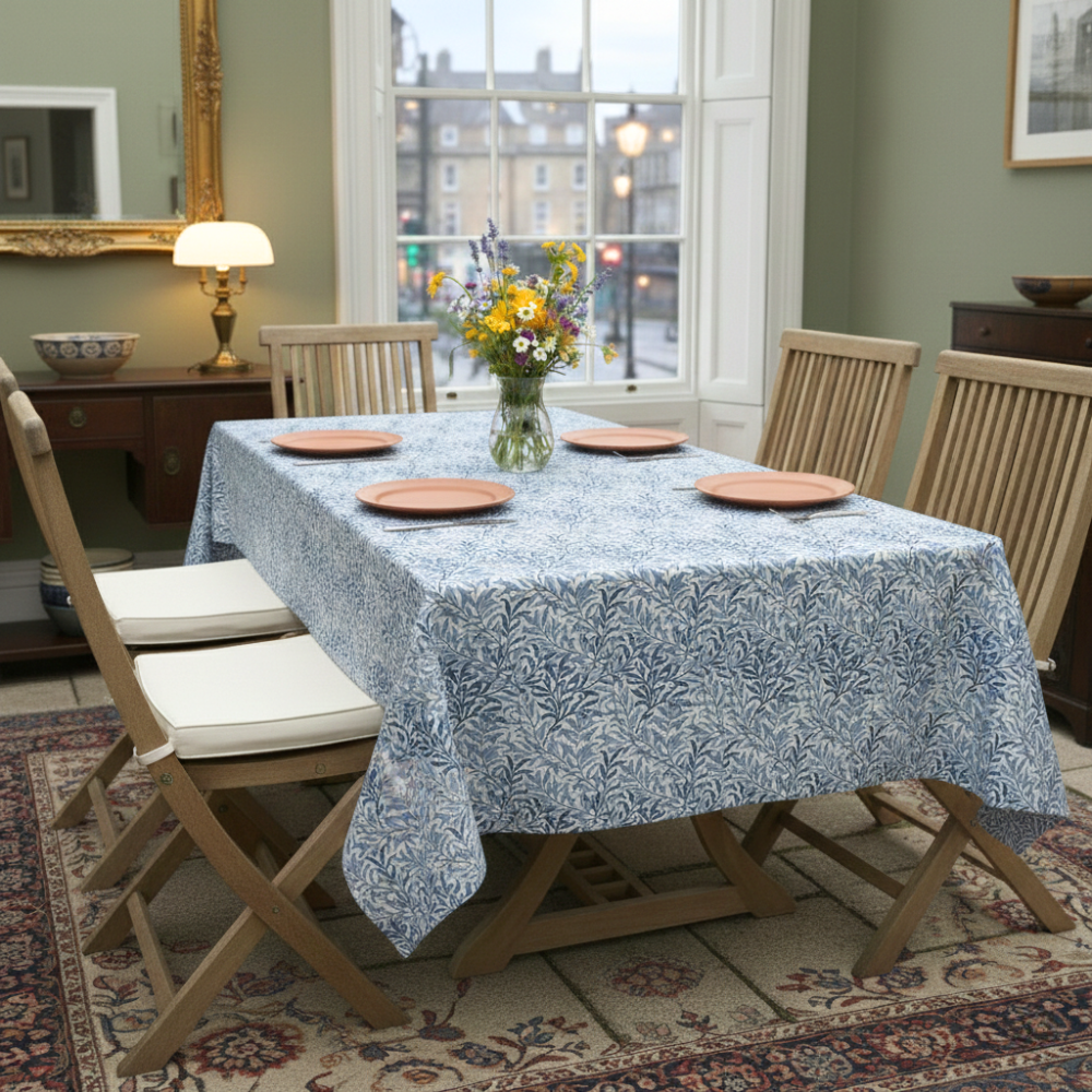 William Morris Willow Bough Sea Breeze Outdoor/Indoor Water Repellent Tablecloth 144cm Wide