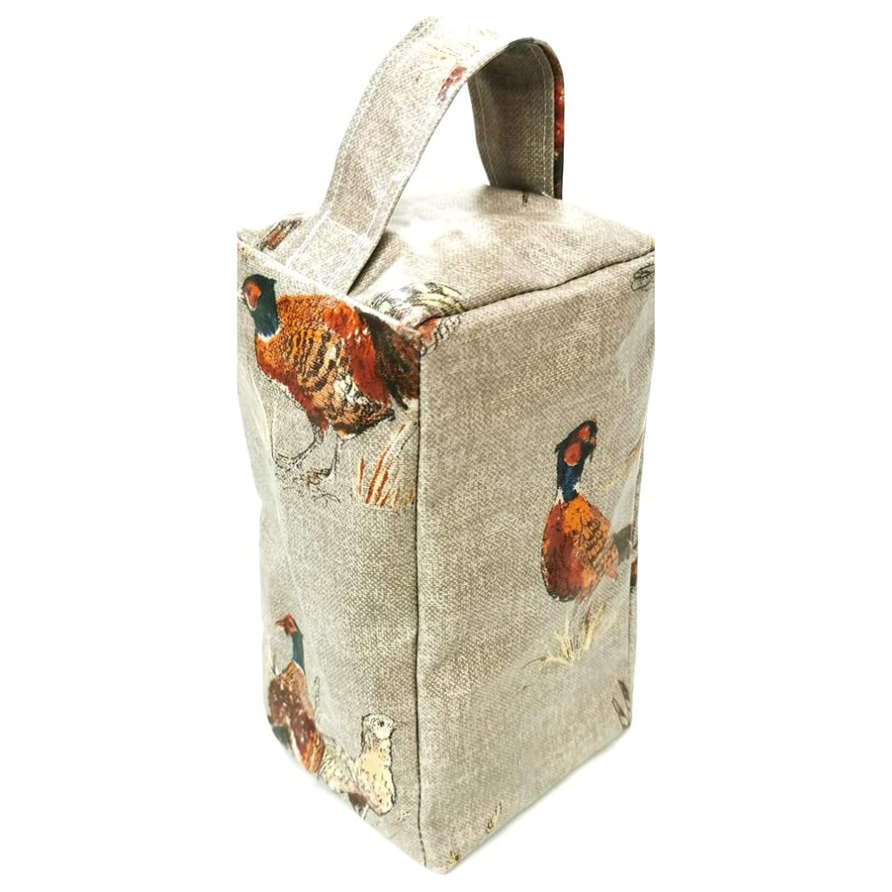 Beige/Natural Pheasants Matte Oilcloth Door Stop