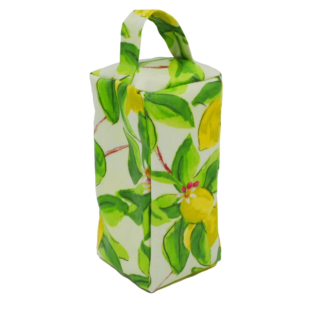 Yellow and Green Lemons Oilcloth Doorstop