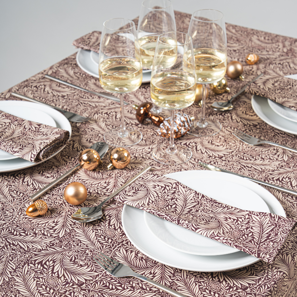 William Morris Larkspur Damson 100% Cotton Lightweight Fabric Tablecloth