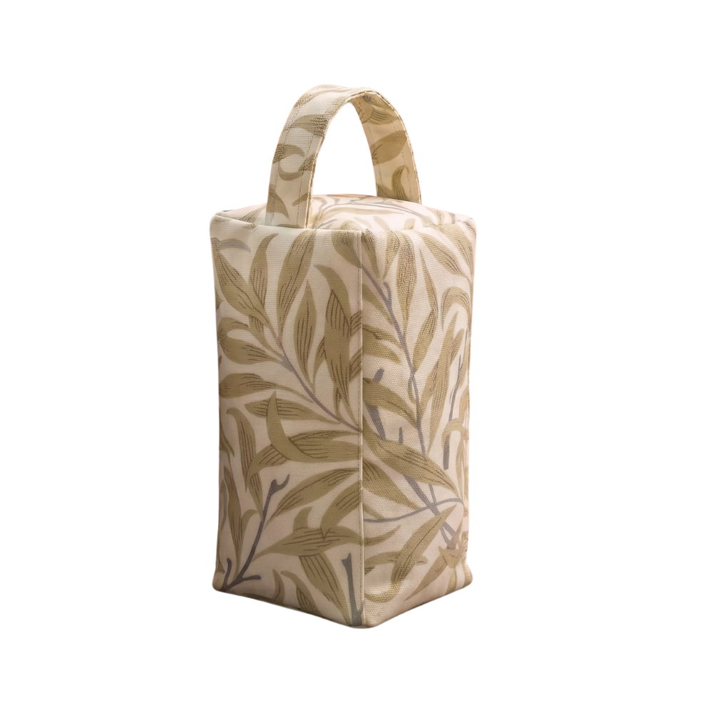 William Morris Willow Bough in Linen/Taupe Matte Oilcloth Door Stop