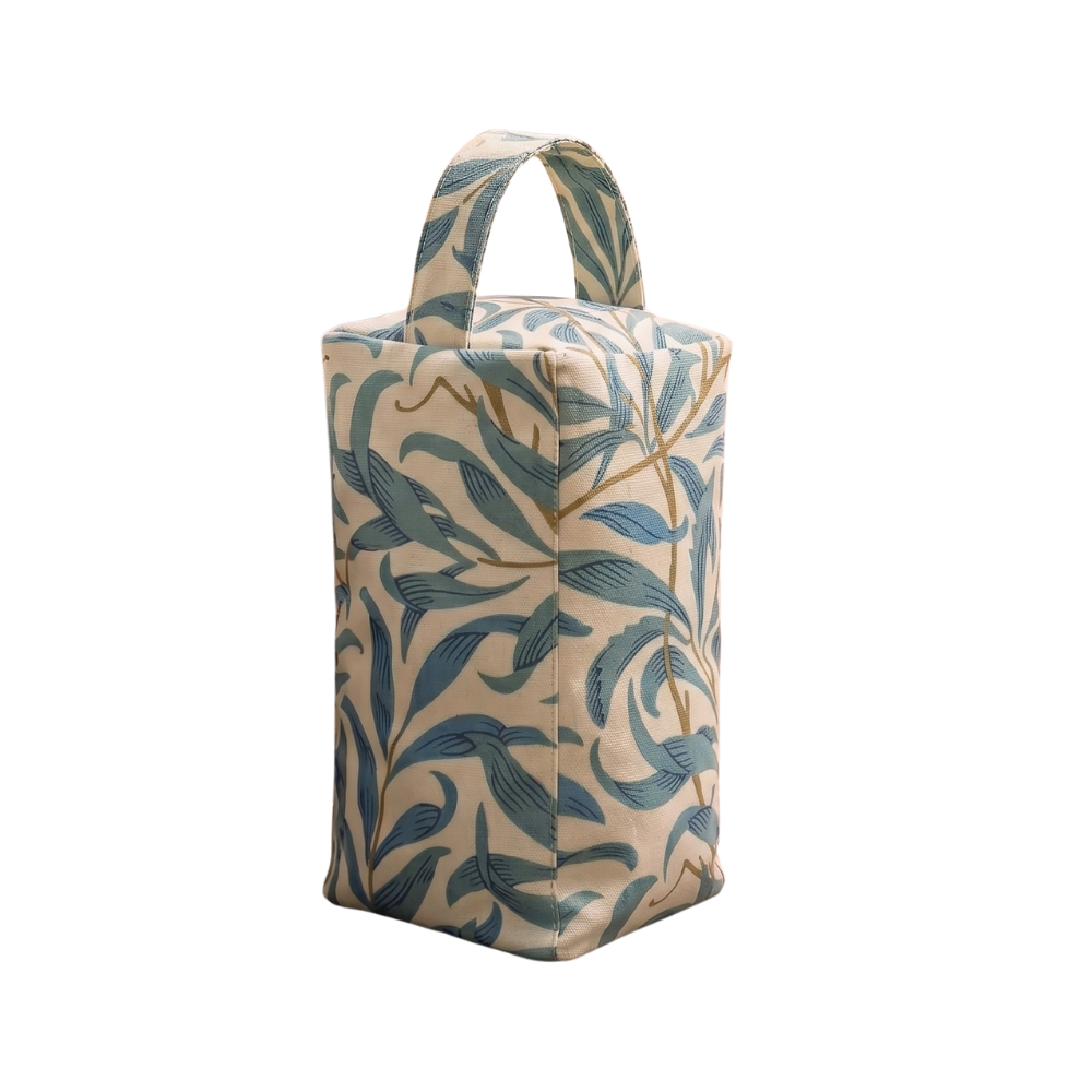 William Morris Willow Bough in Teal/Duck Egg Matte Oilcloth Door Stop - Unfilled