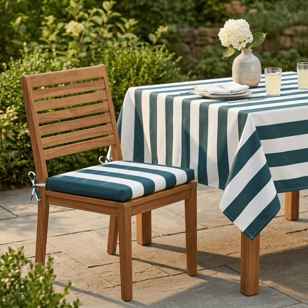 Green and White Stripe Seat Pad Waterproof