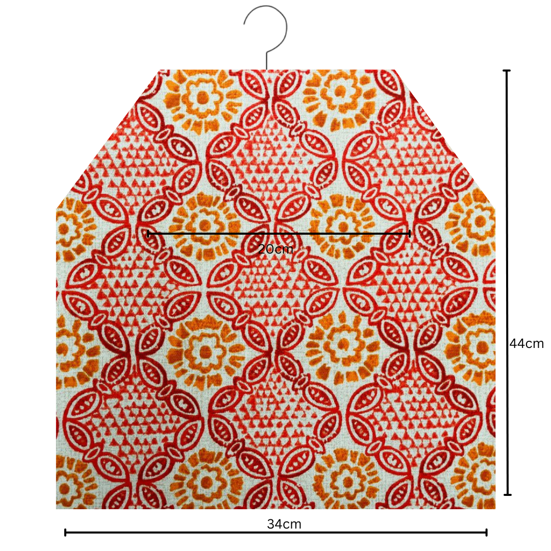 Burnt Orange and Red Mykonos Oilcloth Peg Bag 
