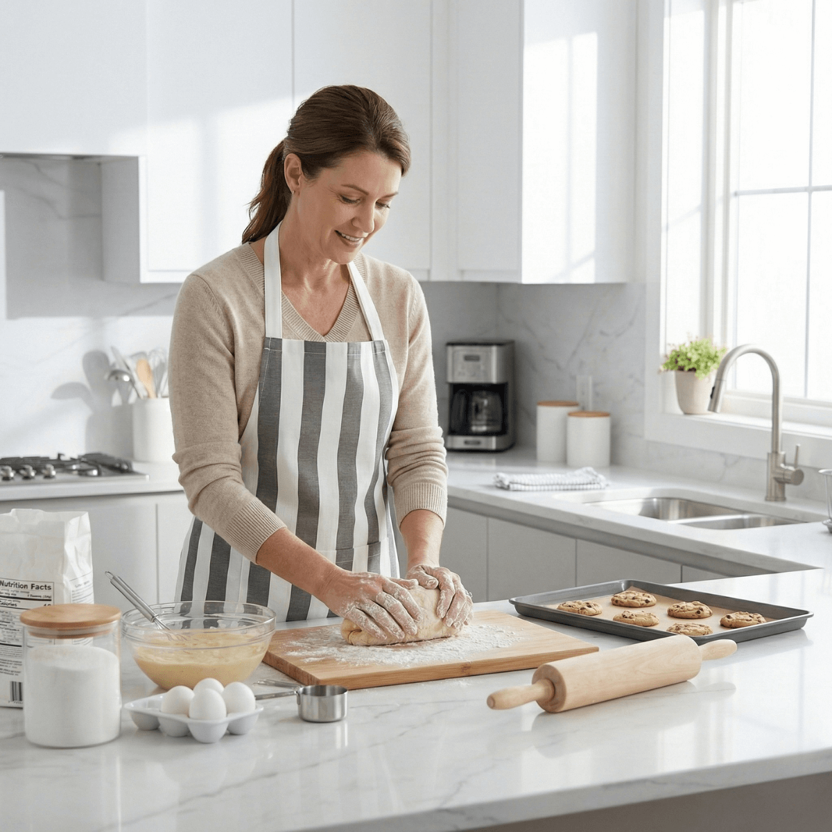 Grey and White Stripe Water Repellent Apron