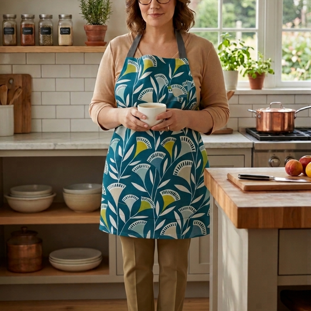 Noukku Mist/Kiwi/Midnight Scion Oilcloth Tablecloth Matte Finish Apron