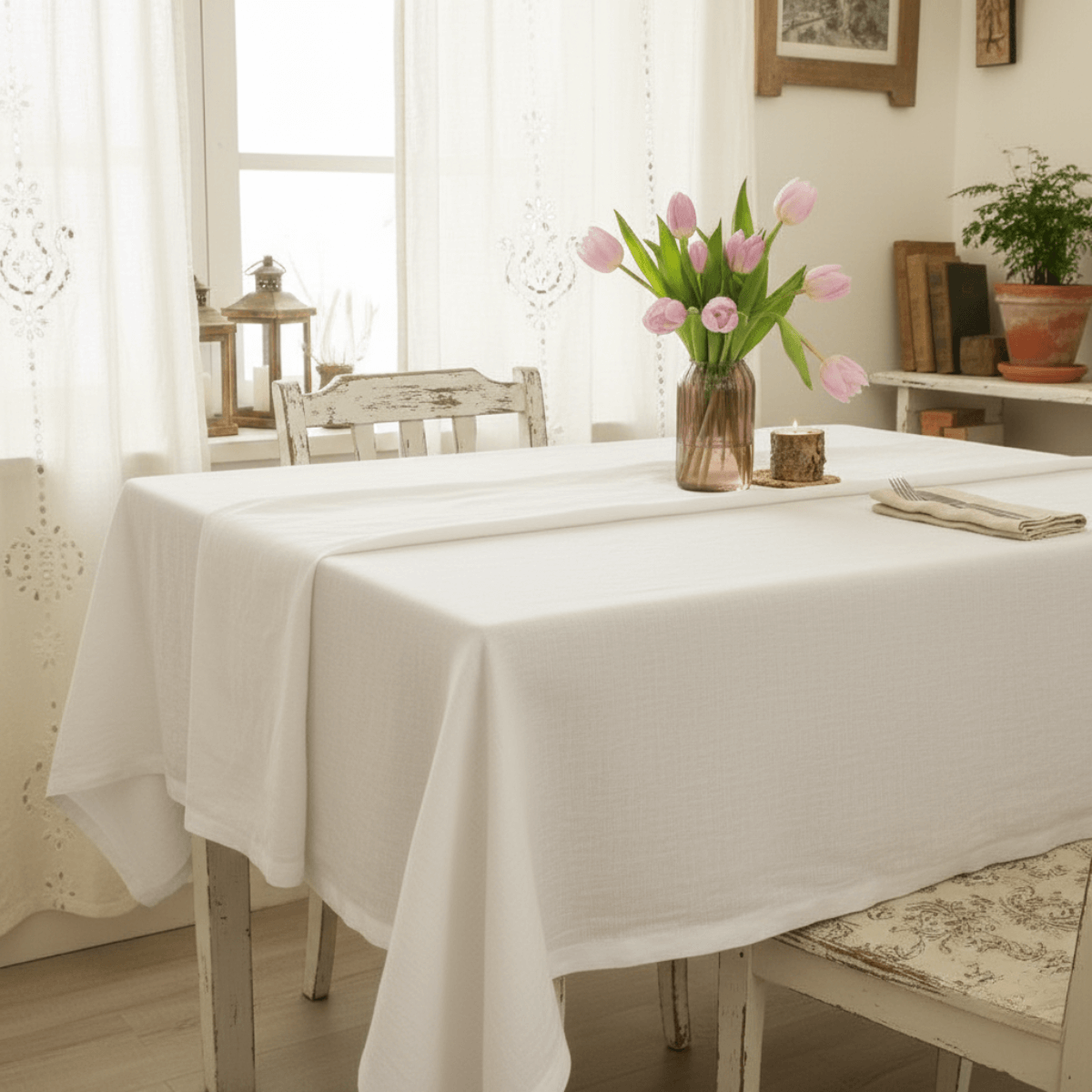 Plain 100% linen Tablecloth