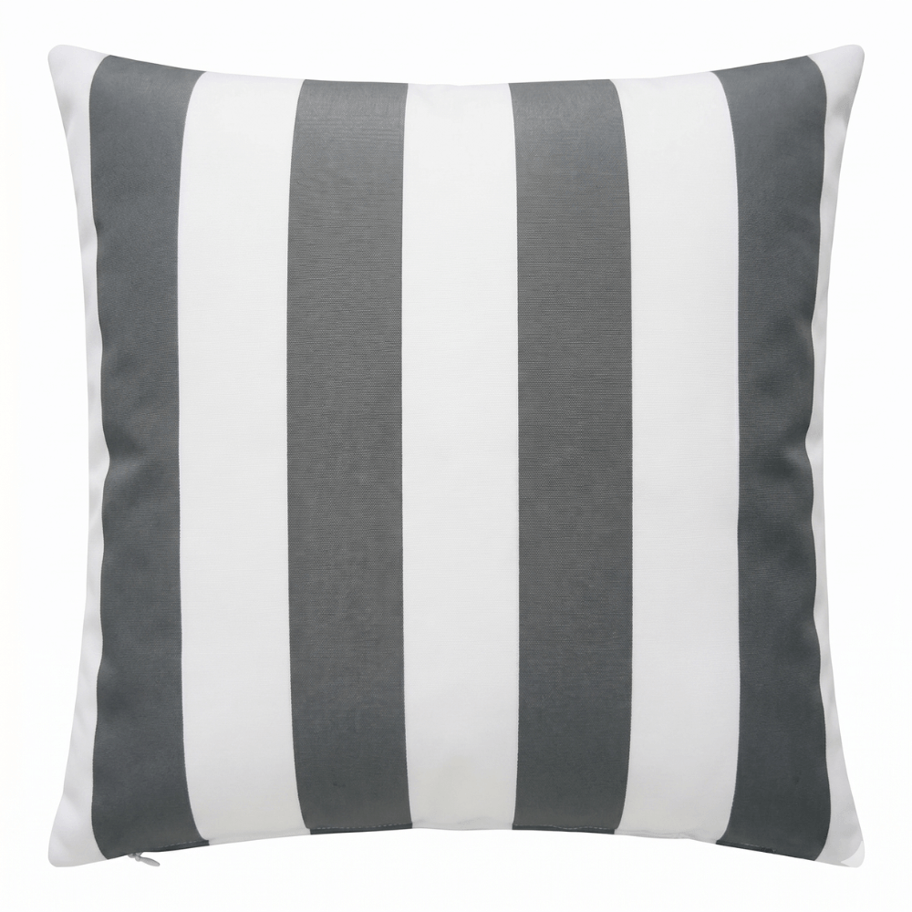 Grey & White Stripe Water Repellent Fabric Outdoor Cushion Cover