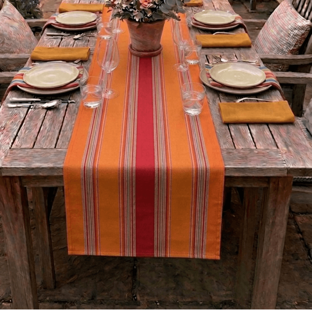 Light Blue and White Stripe Water repellent Table runner