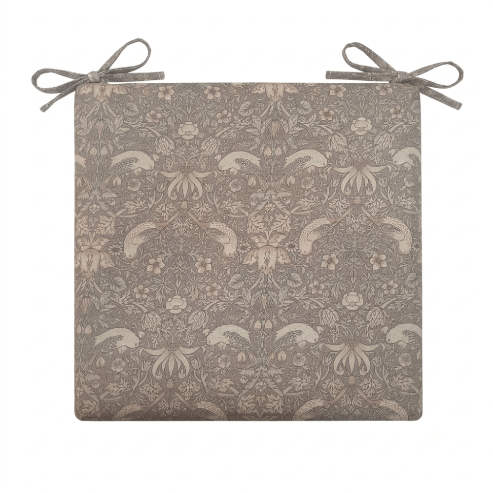 William Morris Strawberry Thief Natural Water Repellent Fabric Outdoor Seat Pad