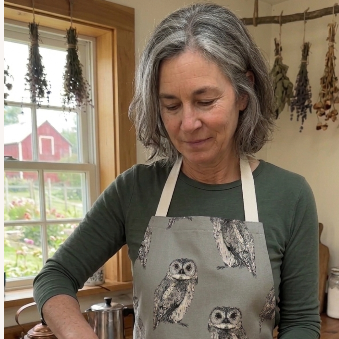Taupe Natural Deers Oilcloth Apron