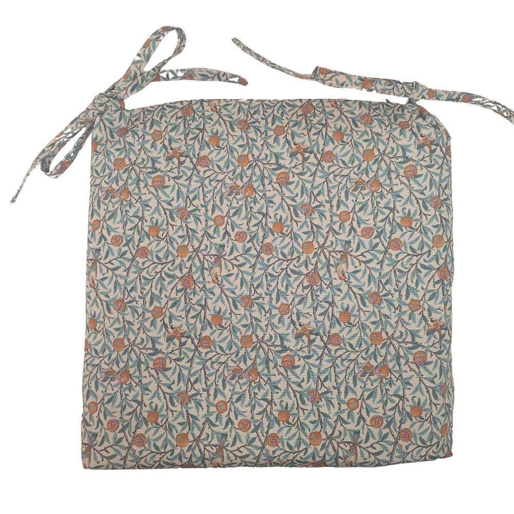 William Morris Birds and Pomegranate Kingfisher Water Repellent Fabric Outdoor Seat Pad