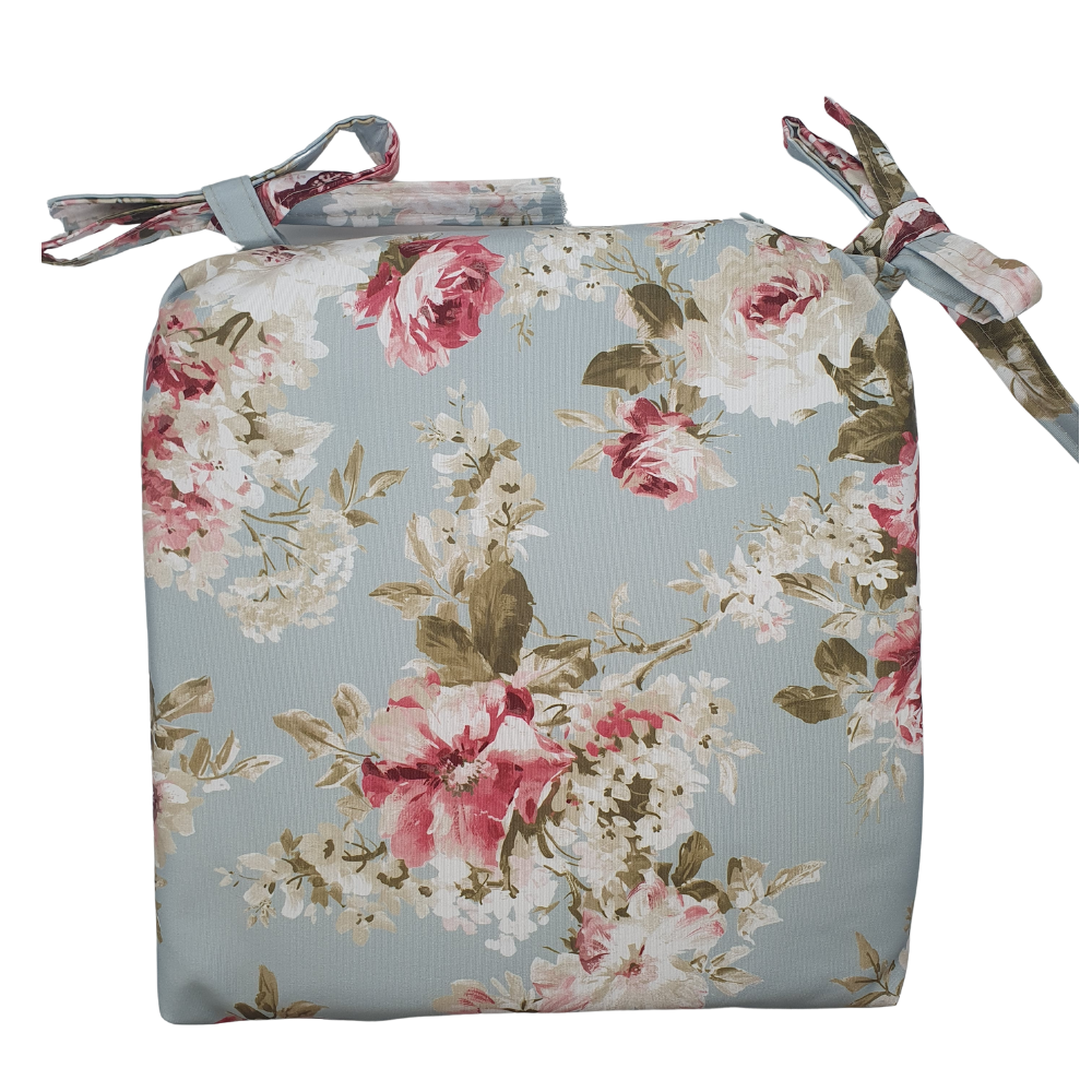 English Rose Dove Grey Water Repellent Fabric Outdoor Seat Pad