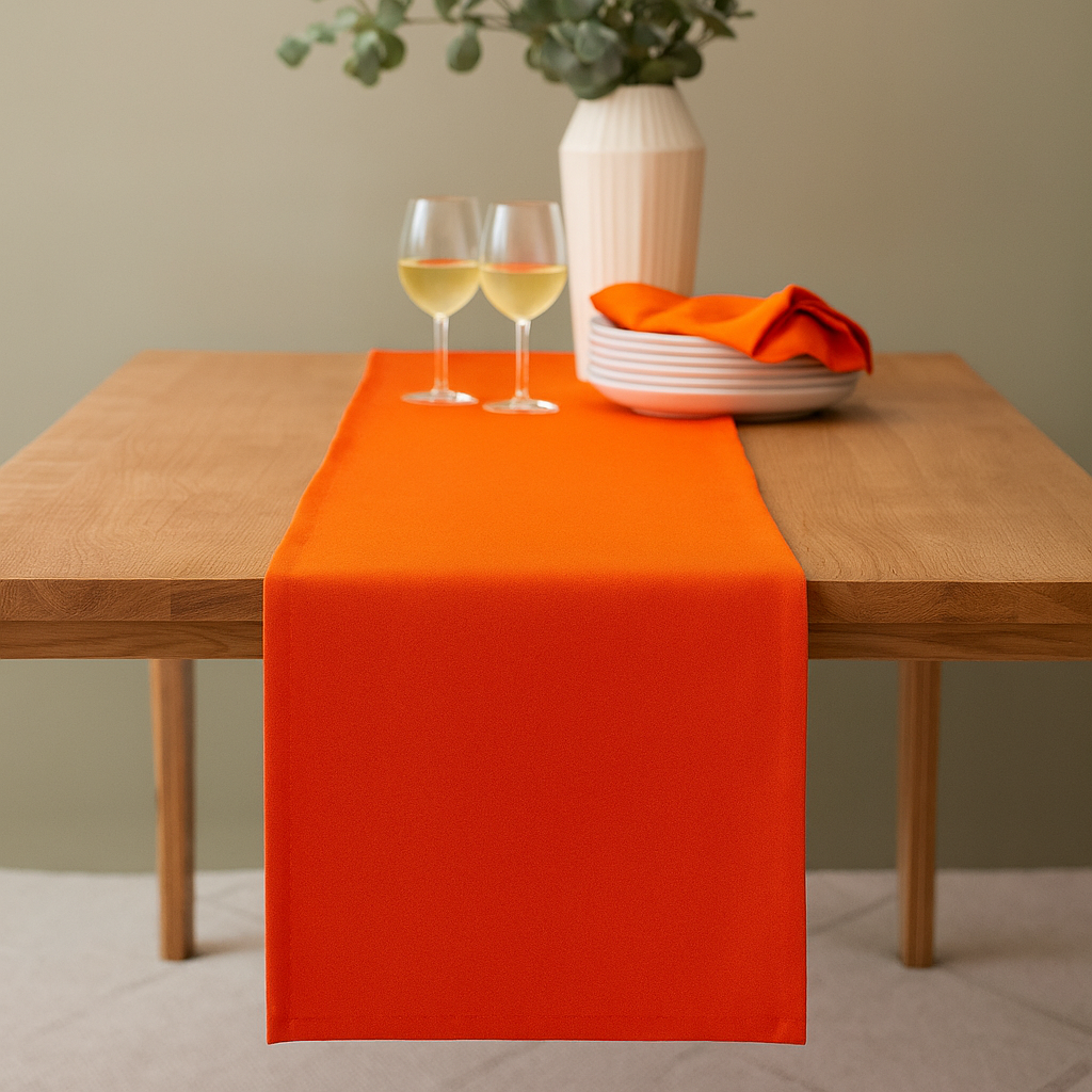 Pumpkin Plain Orange 100% Cotton Fabric Halloween Table Runner
