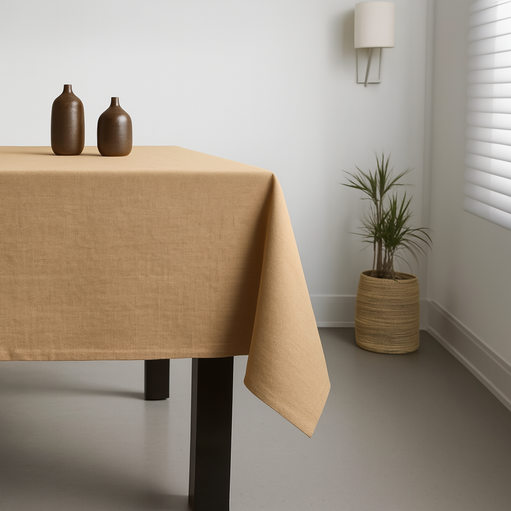100% Cotton Plain Taupe Lightweight Fabric Tablecloth
