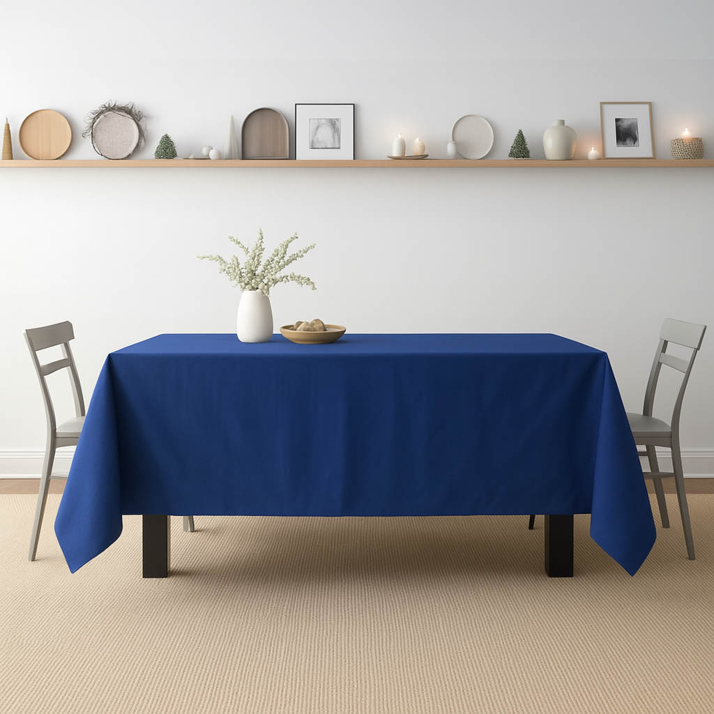 100% Cotton Plain Royal Blue Lightweight Fabric Tablecloth