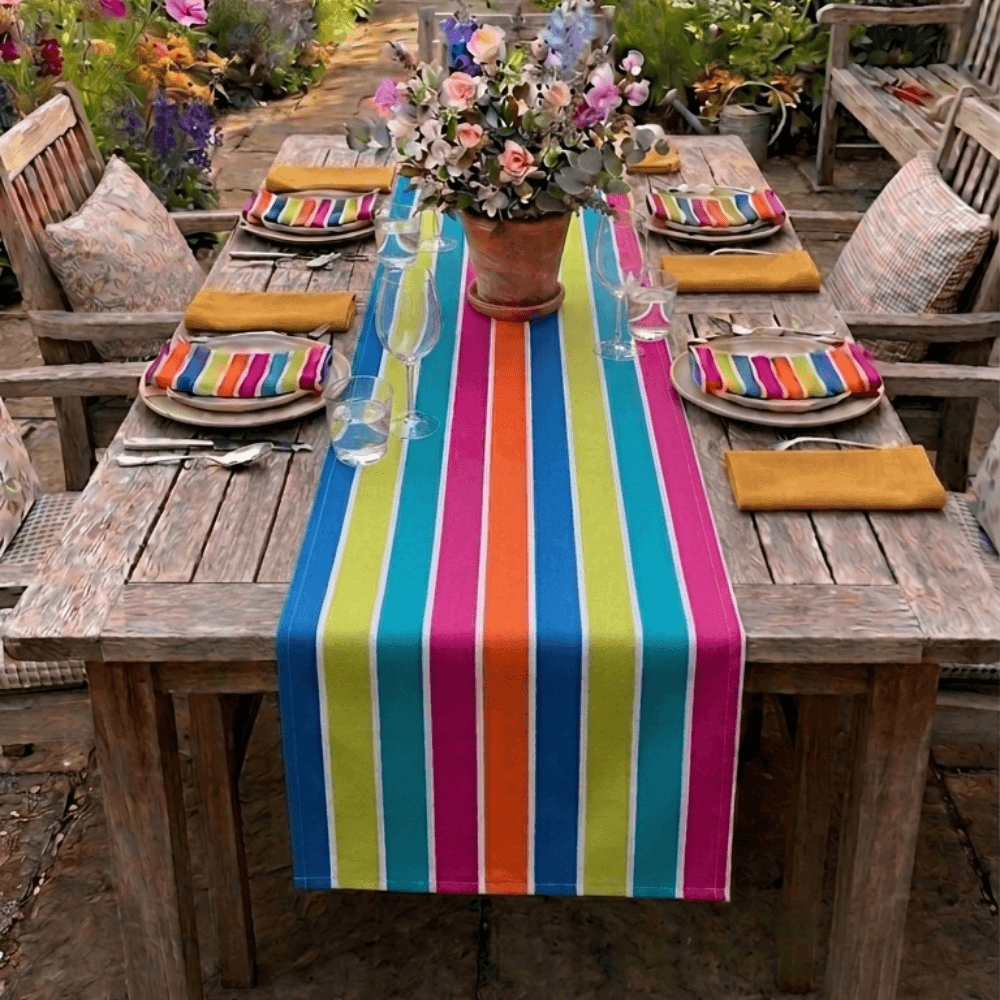 Vibrant Multi Stripe Water repellent Table runner