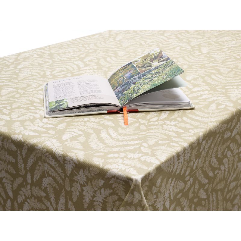 Sage and White Ferns Floral Matt Oilcloth Wipe Clean Tablecloth