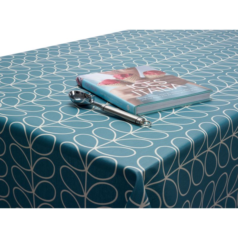 Orla Kiely Teal Linear Stem Oilcloth Wipe Clean Tablecloth