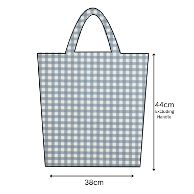 Denim Blue Traditional Gingham Matte Finish Oilcloth Tote Bag