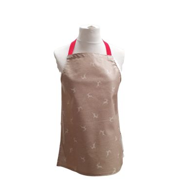 Kids Oilcloth Apron Beige White Stags 