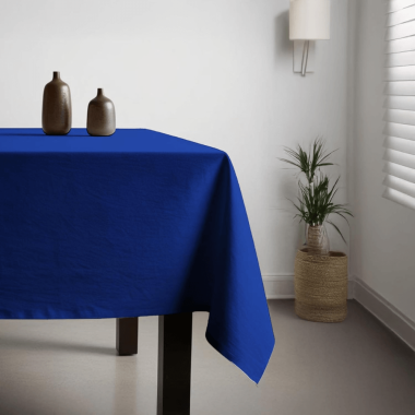 Plain Navy Blue 100% Cotton Favbric Tablecloth