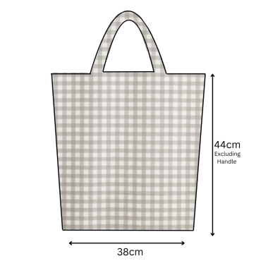Stone Traditional Gingham Matte Finish Oilcloth Tote Bag