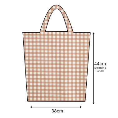 Burnt Orange Traditional Gingham Matte Finish Oilcloth Tote Bag