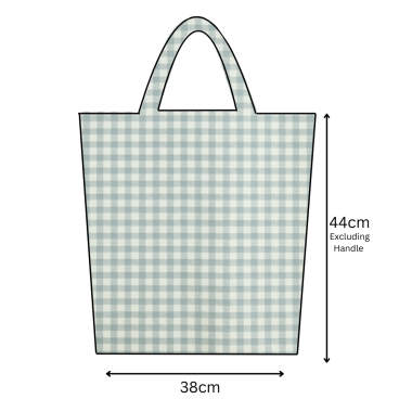 Duck egg Traditional Gingham Matte Finish Oilcloth Tote Bag