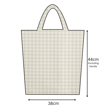 Taupe Traditional Gingham Matte Finish Oilcloth Tote Bag