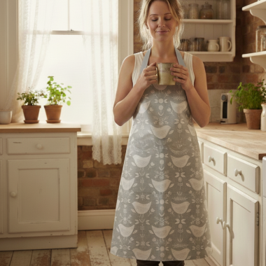 Narvik Grey Adult or Child Oilcloth Wipe Clean Apron