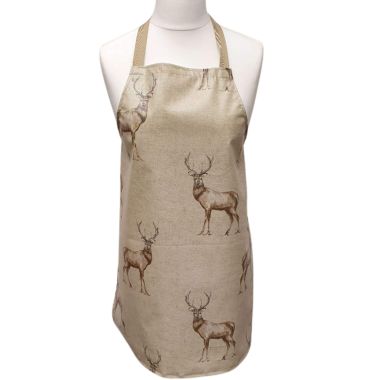 Natural Highland Stags Matte Finish Oilcloth Apron