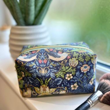 William Morris Strawberry Thief Denim Wash Bag