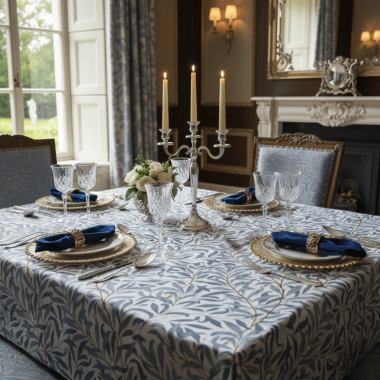 William Morris Willow Bough Blue PVC Vinyl Wipe Clean Tablecloth