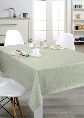 Sage Green and White Abstract Lines Wipe Clean PVC Vinyl Tablecloth