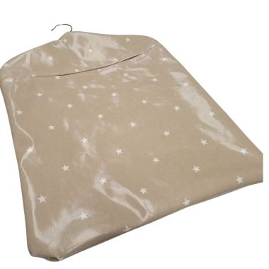 Taupe and White Star Oilcloth Peg Bag