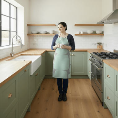 Scion Lohko Mist Duck Egg and Grey Adult and Child Oilcloth Apron