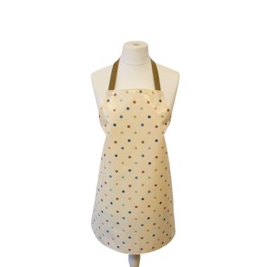Taupe Duck Egg Blue Polka Dot Oilcloth Wipe Clean Apron-Adult and Child Sizes