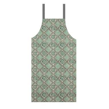 Deep Green Mykonos Mosaic Floral Oilcloth Wipe Clean Apron